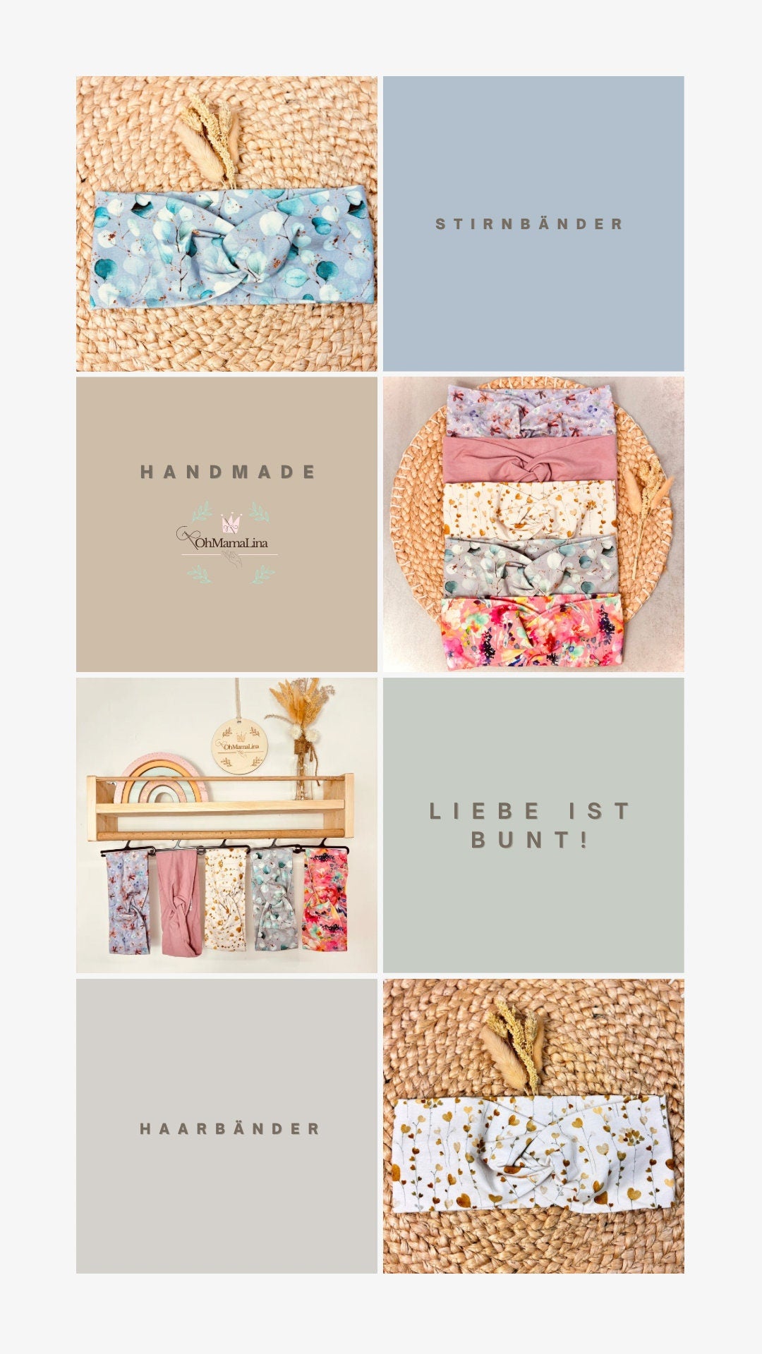 Handgemachtes Twist Stirnband – Kollage mit allen Farben, OhMamaLina Label, Texte: Stirnbänder, Handmade, Liebe ist Bunt, Haarbänder | OhMamaLina