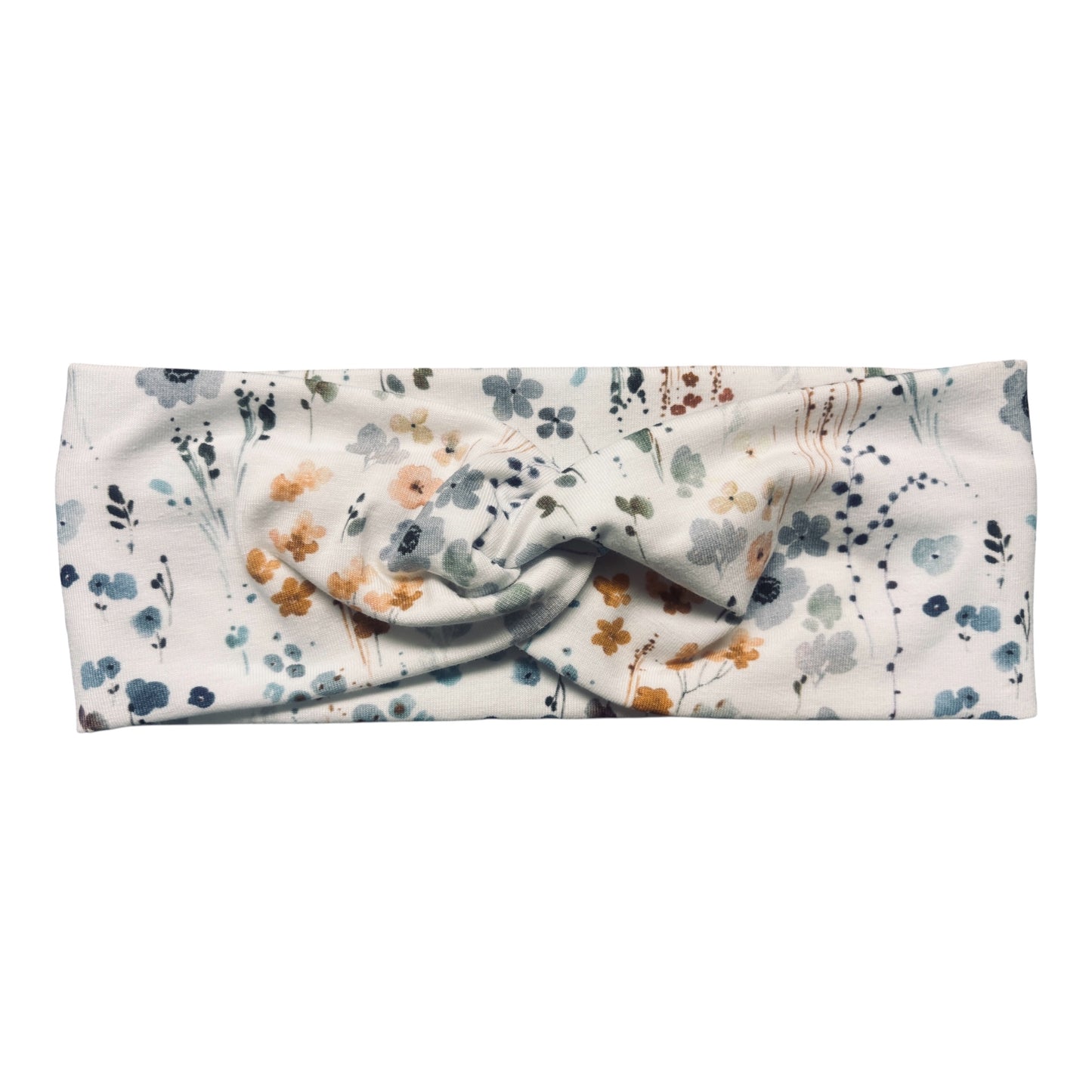 Handgemachtes Twist Stirnband Weiß mit Blumen – Einzelansicht | OhMamaLina