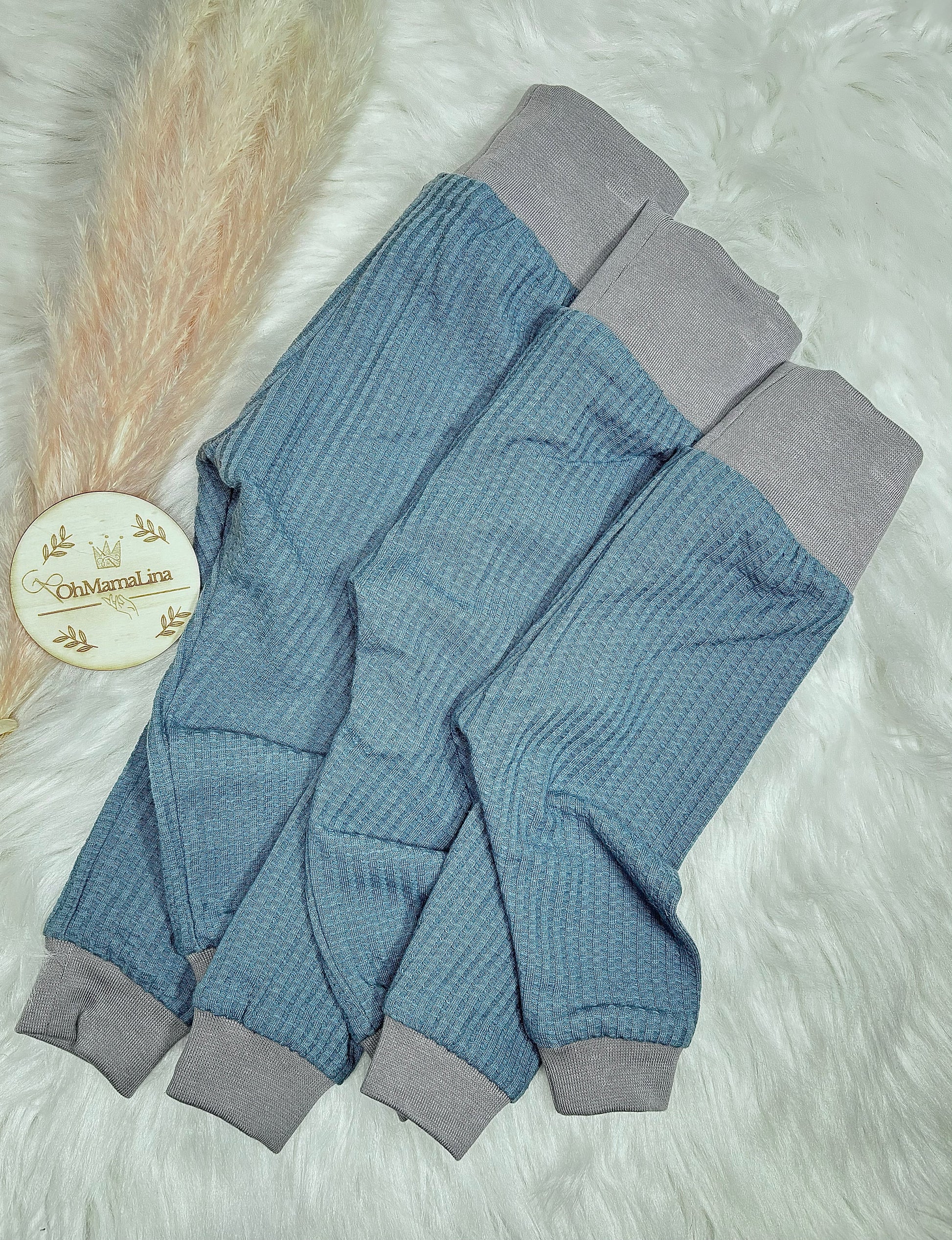 Handgemachte Baby Leggings in Rauchblau – verschiedene Größen