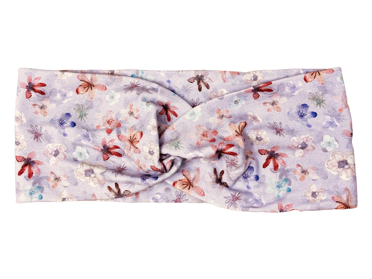 Handgemachtes Twist Stirnband Lila mit Blumen – Einzelansicht | OhMamaLina