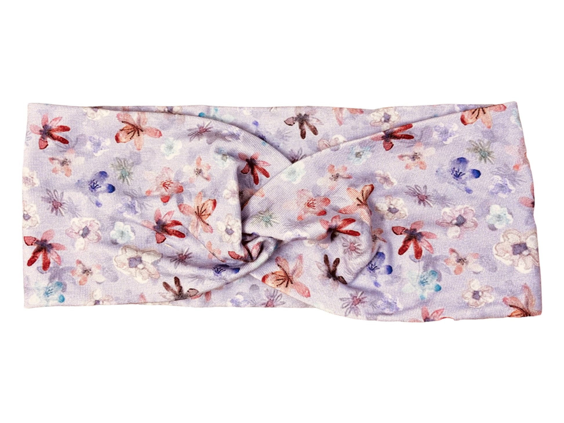 Handgemachtes Twist Stirnband Lila mit Blumen – Einzelansicht | OhMamaLina